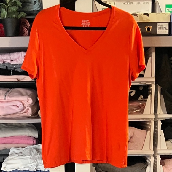 Lord & Taylor Citrus Orange V-Neck T-Shirt - Picture 1 of 3